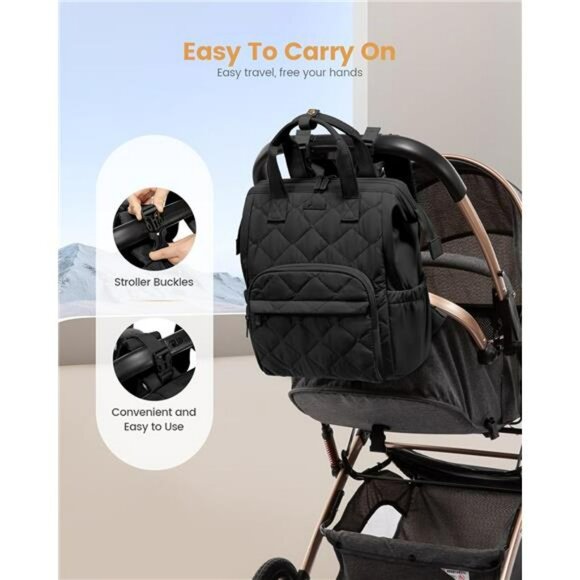 Mini Diaper Bag Backpack Baby Travel Bag with Changing Pad Stroller Straps - Picture 5 of 7